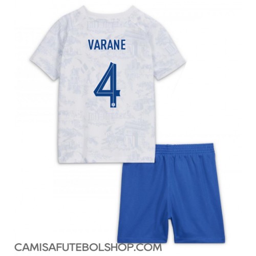 Camisa de time de futebol França Raphael Varane #4 Replicas 2º Equipamento Infantil Mundo 2022 Manga Curta (+ Calças curtas)